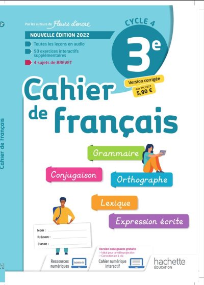 CORRECTION  CAHIER DE FRANÇAIS – 3e